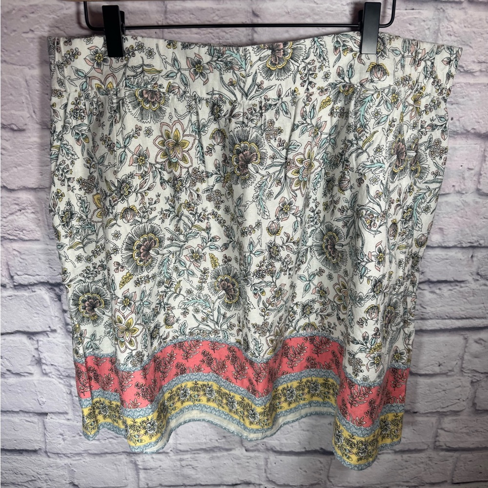 Loft linen blend mini skirt‎ paisley floral print women’s size large NWT